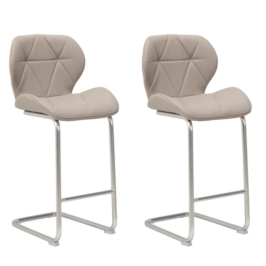 Oxley | Contemporary Metal PU Leather Bar Stools | Set Of 2 | Grey