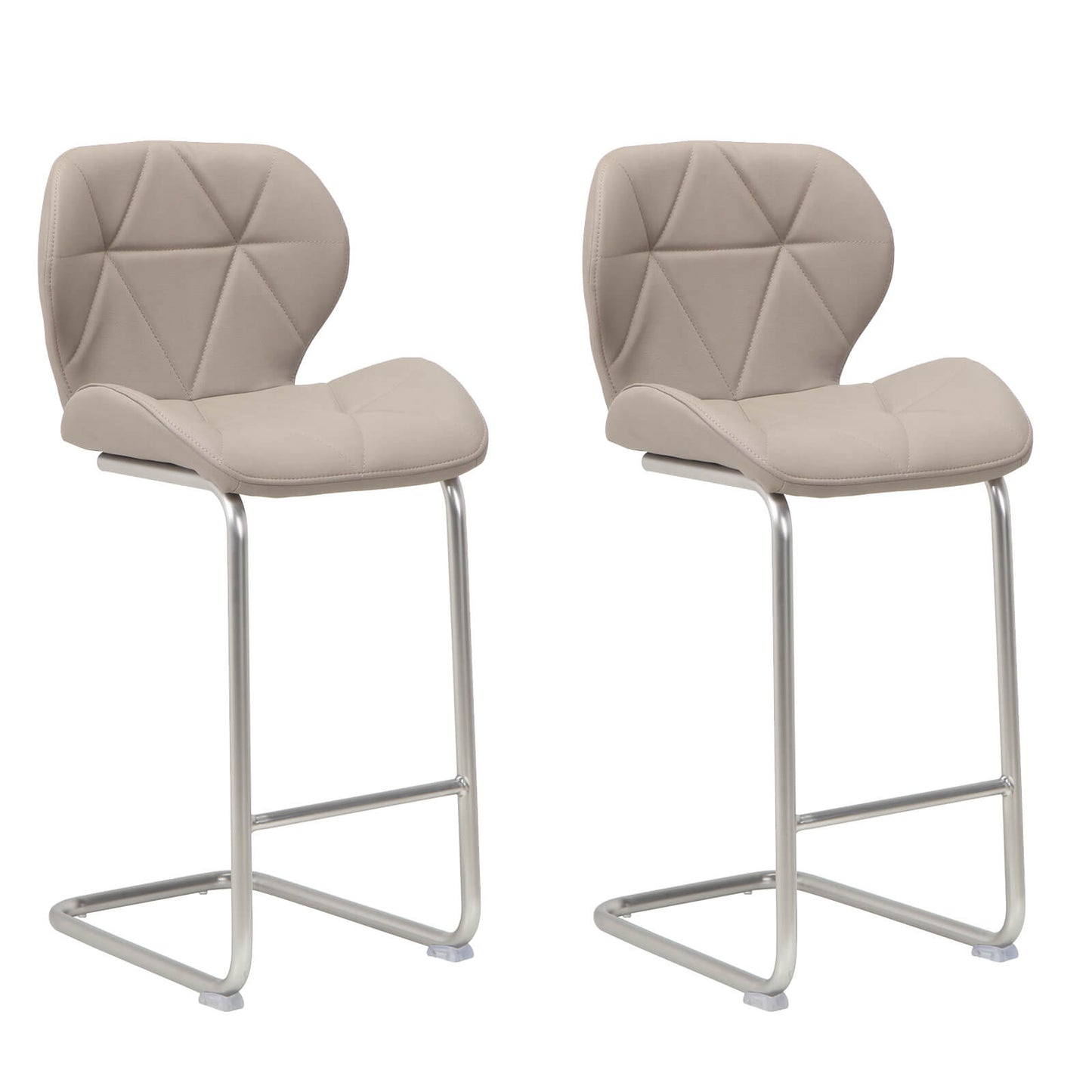 Oxley | Contemporary Metal PU Leather Bar Stools | Set Of 2 | Grey
