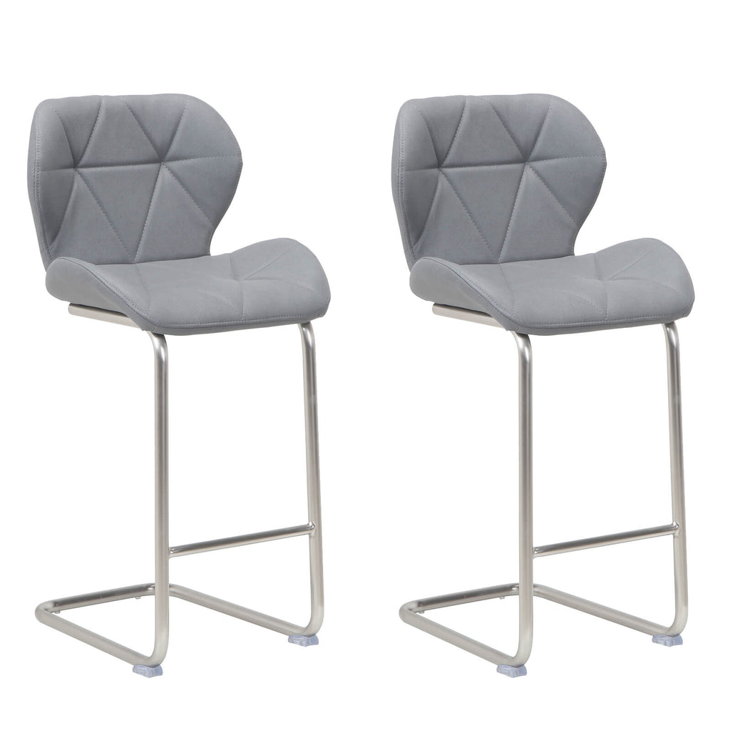 Oxley | Contemporary Metal PU Leather Bar Stools | Set Of 2