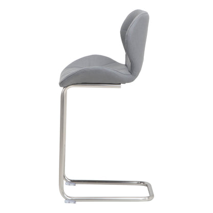 Oxley | Contemporary Metal PU Leather Bar Stools | Set Of 2 | Cappuccino