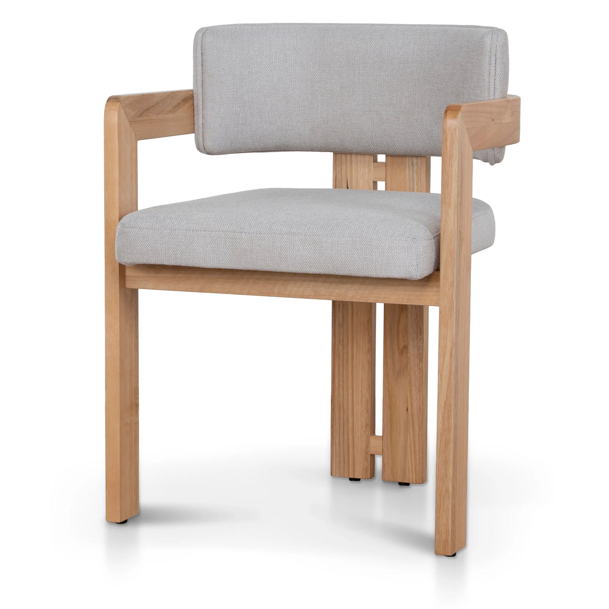 Oxley | Coastal Stone Beige Fabric Black Natural Wooden Dining Chairs With Arms | Set Of 2