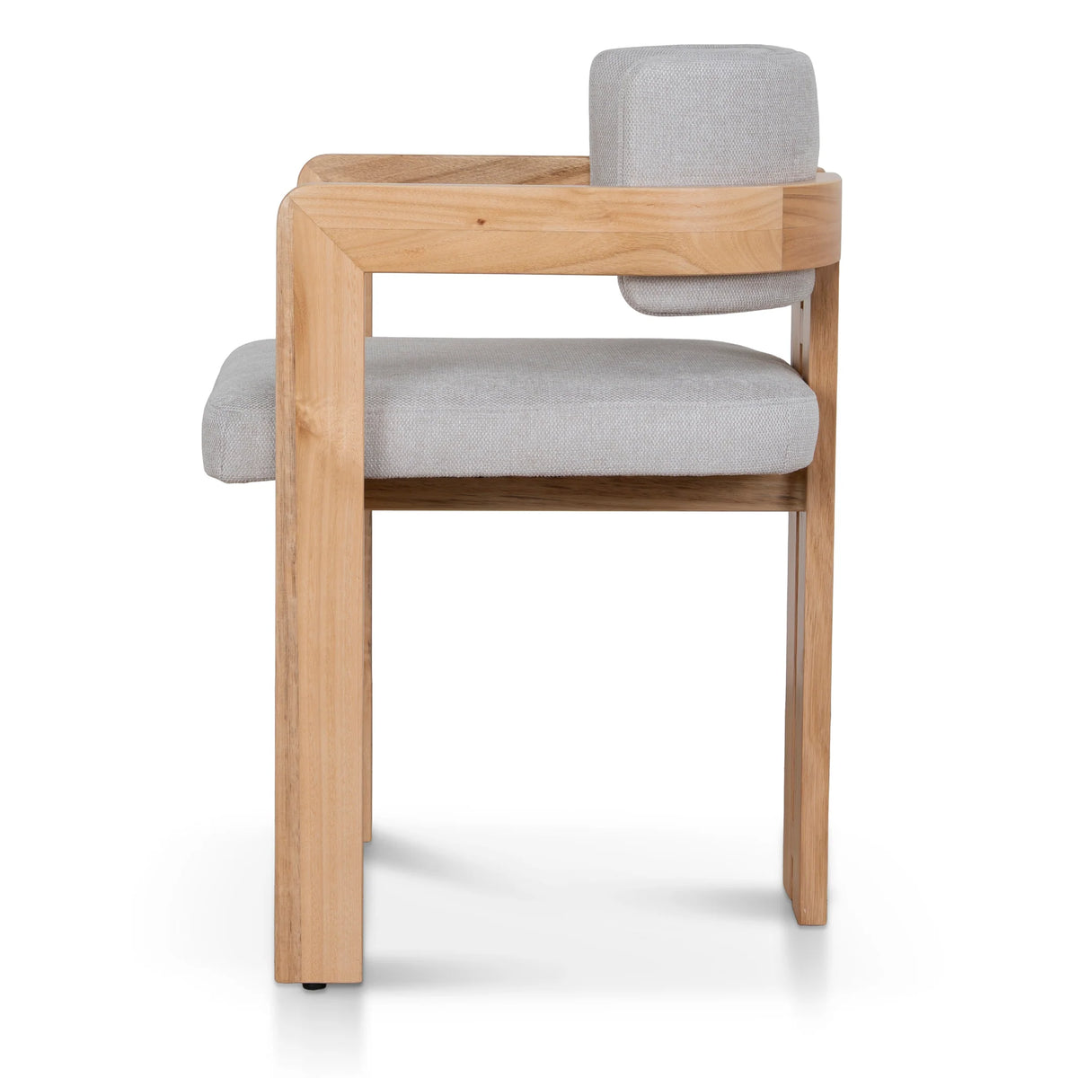 Oxley | Coastal Stone Beige Fabric Black Natural Wooden Dining Chairs With Arms | Set Of 2 | Natural Ash