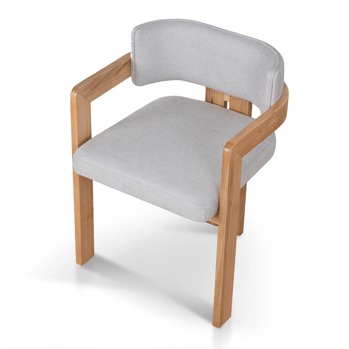 Oxley | Coastal Stone Beige Fabric Black Natural Wooden Dining Chairs With Arms | Set Of 2 | Natural Ash