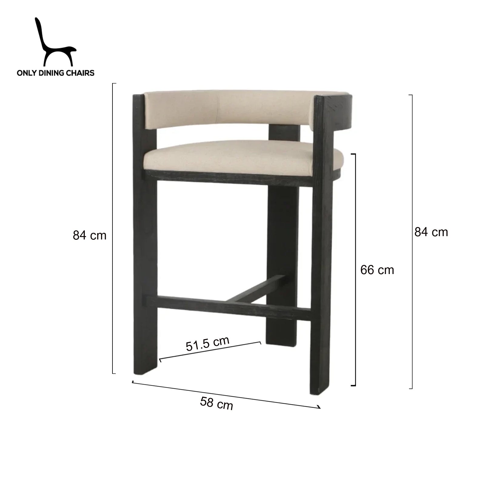 Panama | Coastal Hamptons Natural Black Wooden Bar Stools With Arms | Black