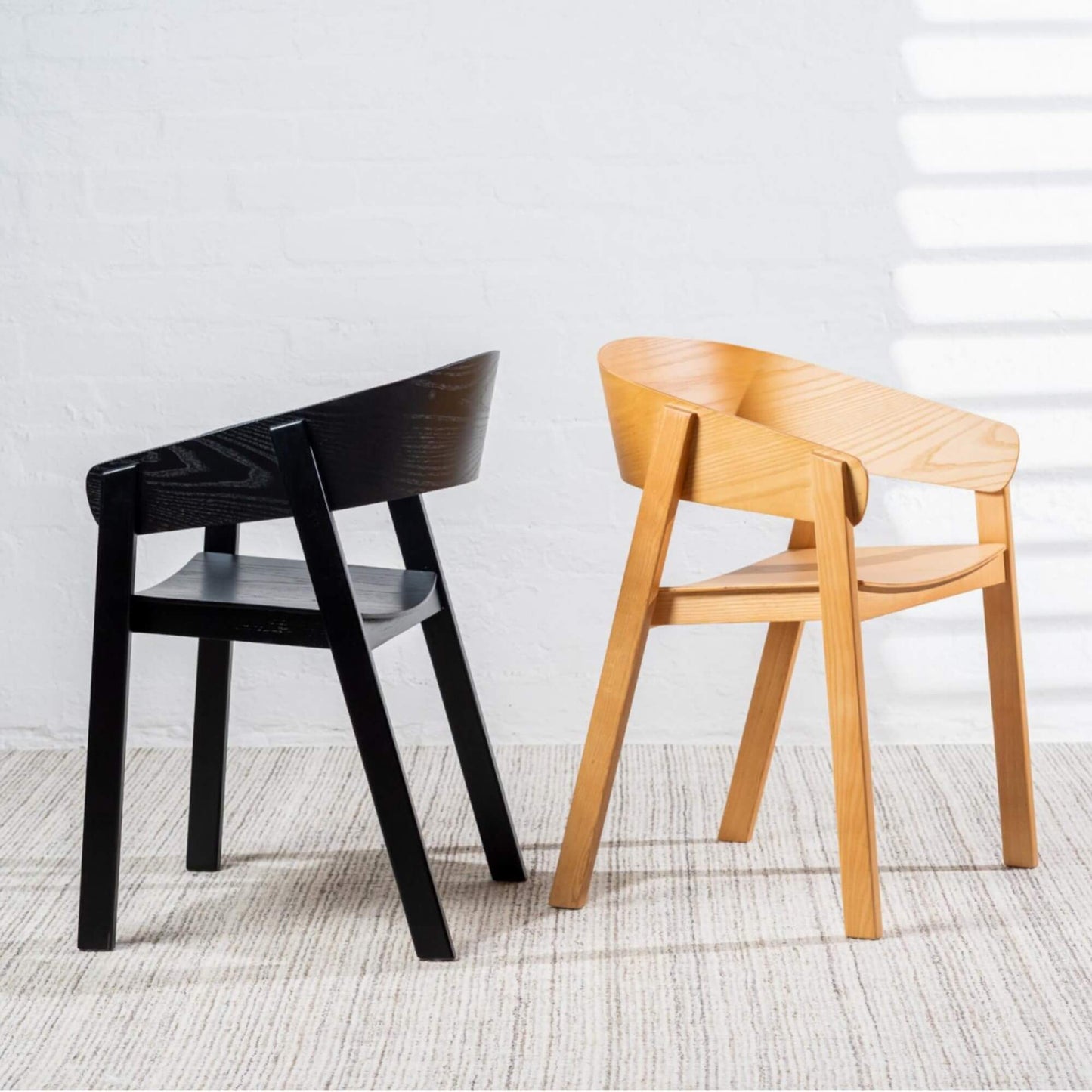Panama | Modern Coastal Scandinavian Style Natural Black Wooden Dining Chairs with Arms | Natural