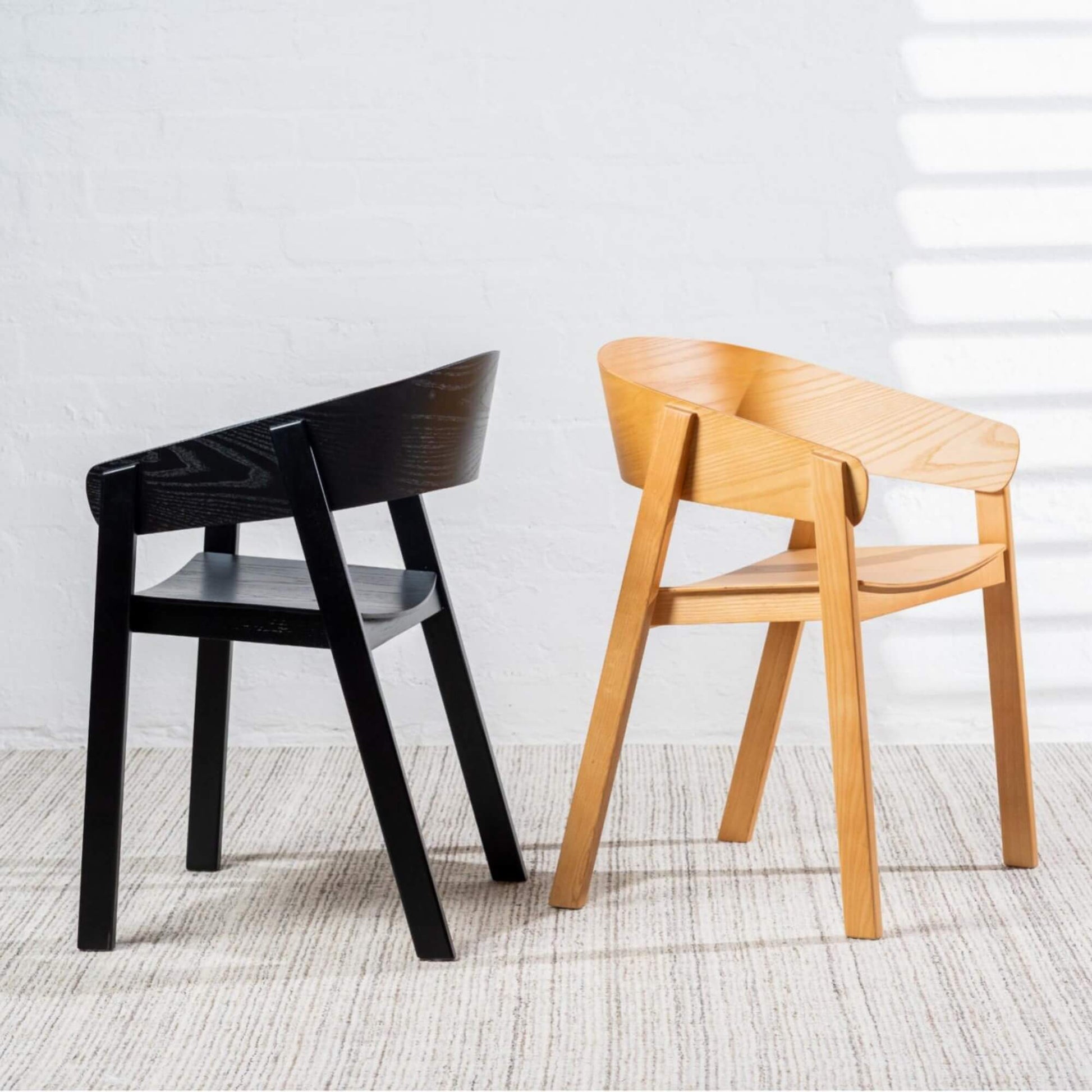 Panama | Modern Coastal Scandinavian Style Natural Black Wooden Dining Chairs with Arms | Natural