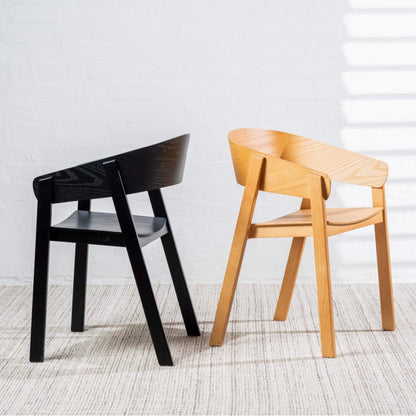 Panama | Modern Coastal Scandinavian Style Natural Black Wooden Dining Chairs with Arms | Natural