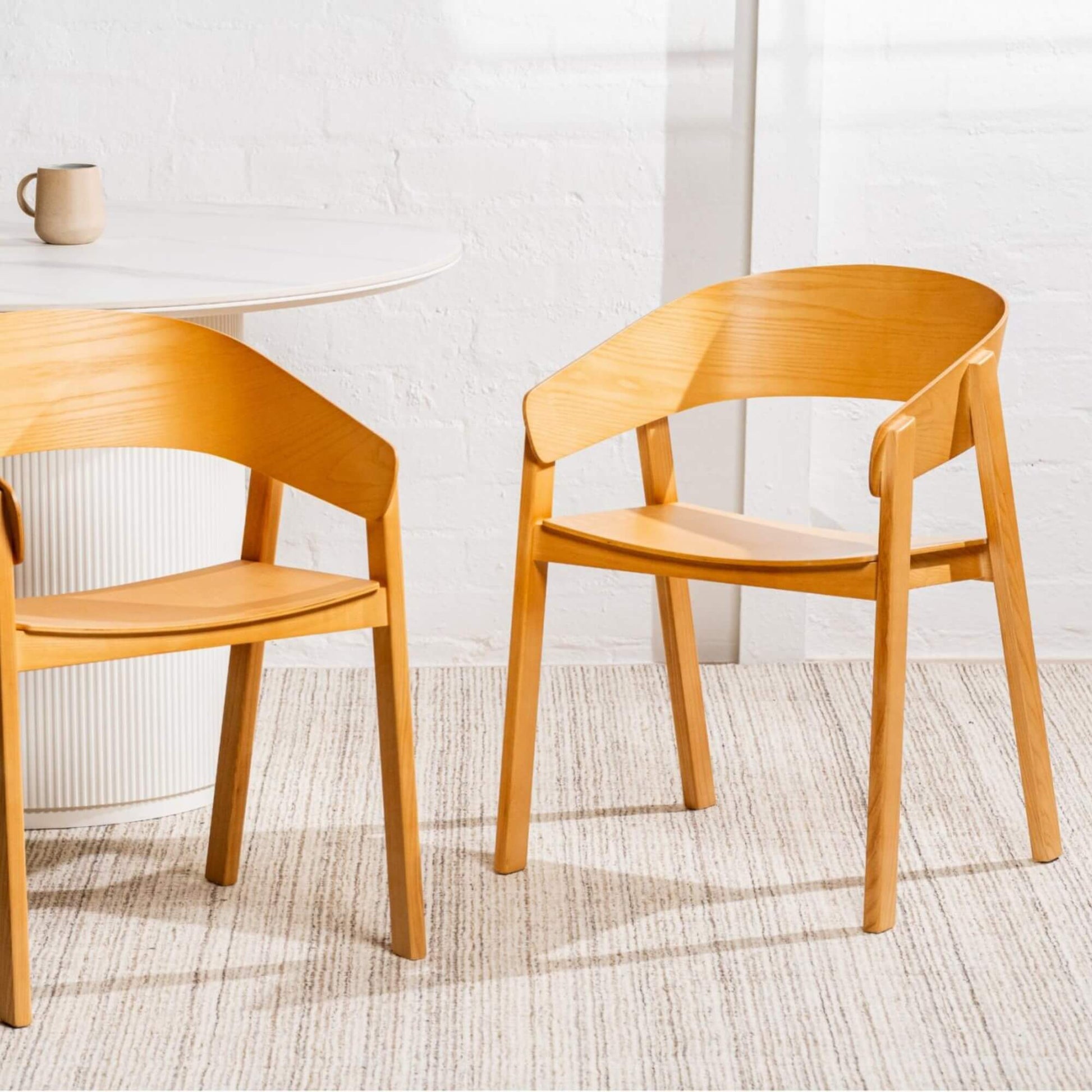 Panama | Modern Coastal Scandinavian Style Natural Black Wooden Dining Chairs with Arms | Natural