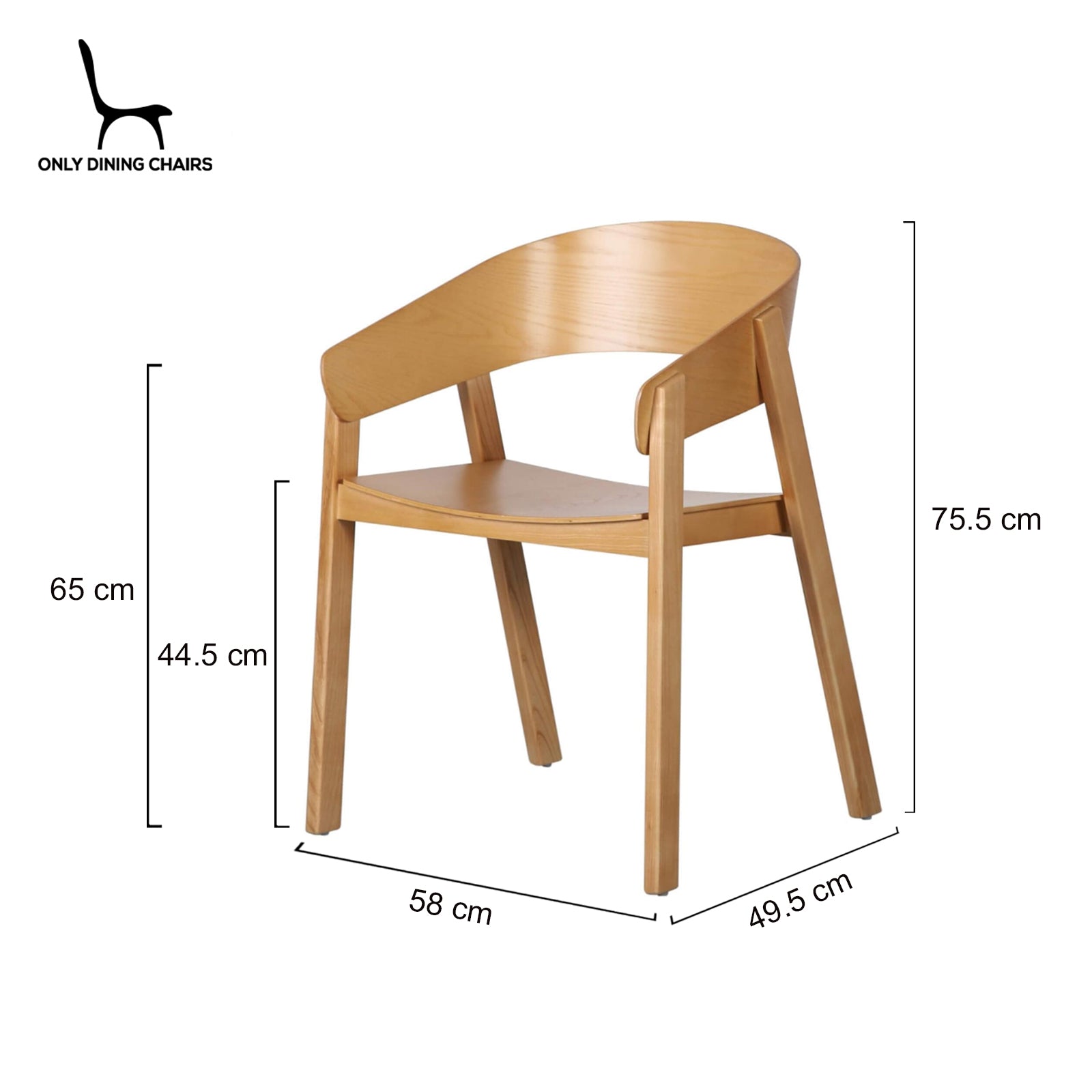 Panama | Modern Coastal Scandinavian Style Natural Black Wooden Dining Chairs with Arms | Natural