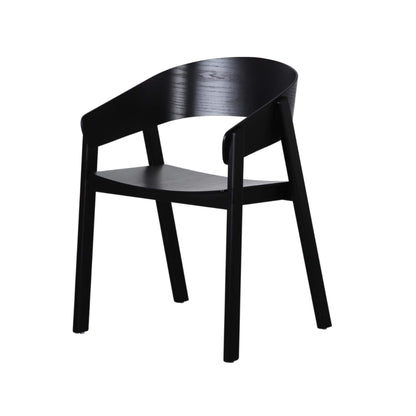 Panama | Modern Coastal Scandinavian Style Natural Black Wooden Dining Chairs with Arms | Black