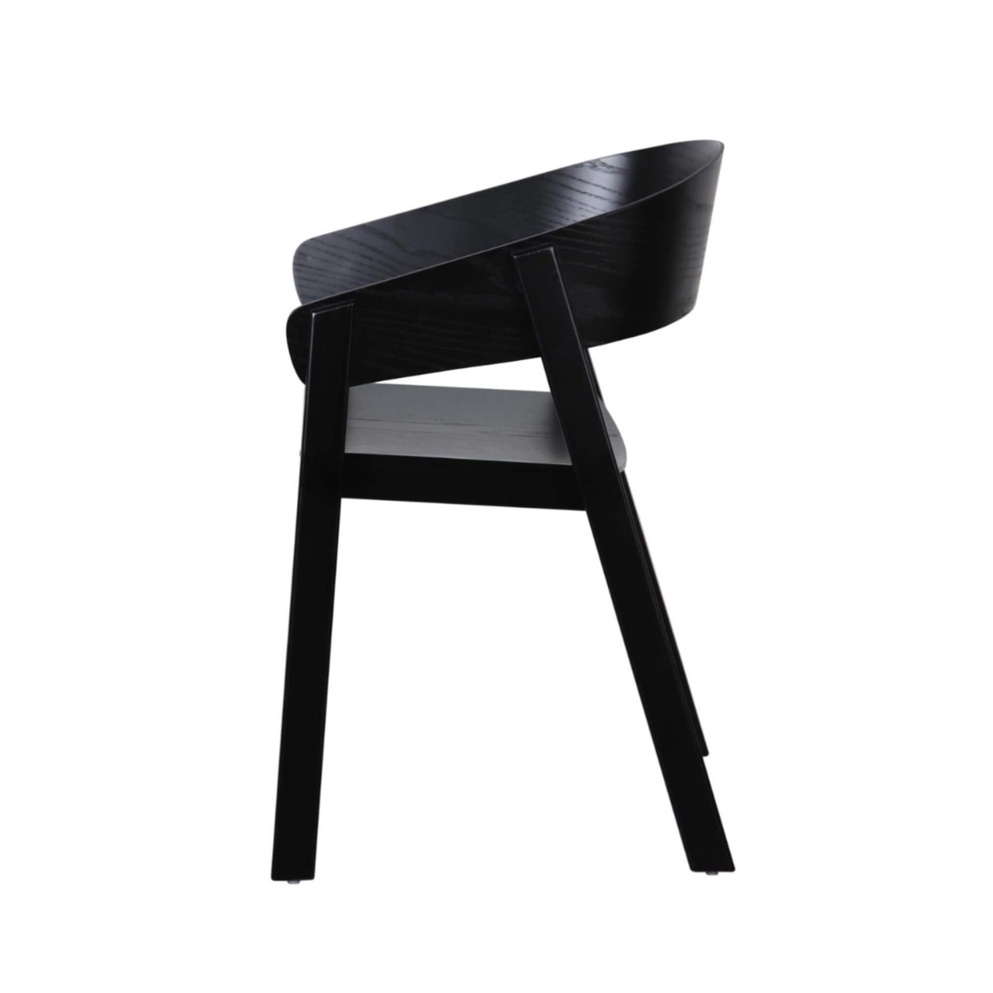 Panama | Modern Coastal Scandinavian Style Natural Black Wooden Dining Chairs with Arms | Black