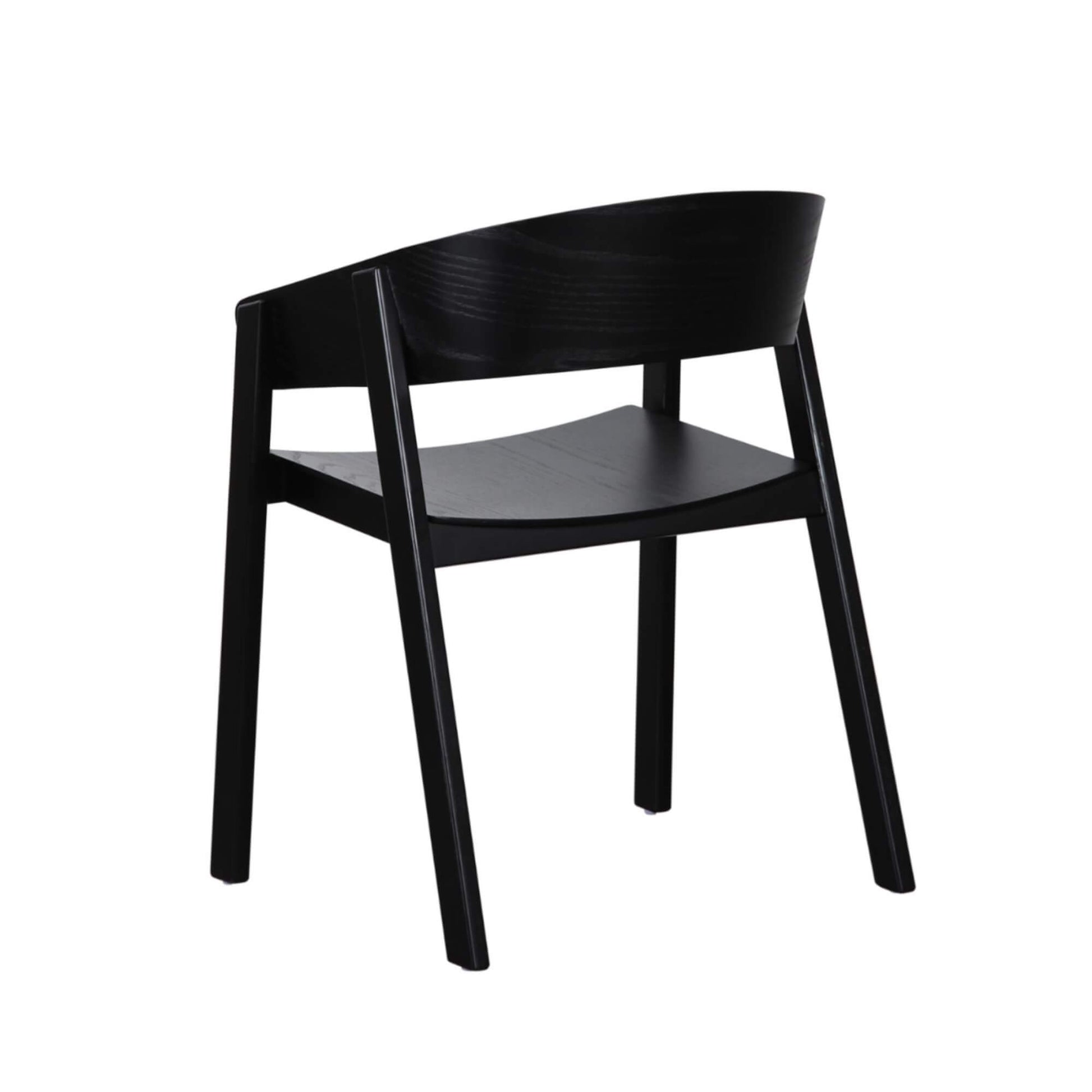Panama | Modern Coastal Scandinavian Style Natural Black Wooden Dining Chairs with Arms | Black