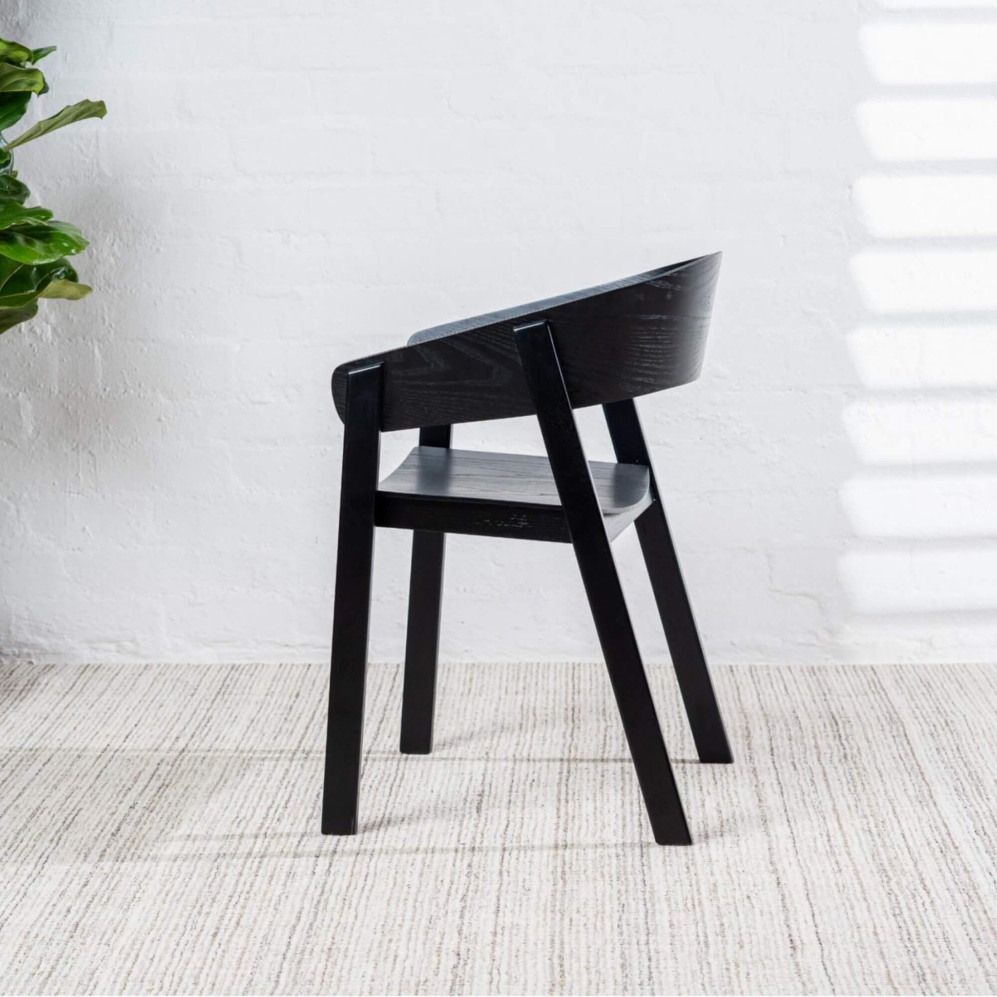 Panama | Modern Coastal Scandinavian Style Natural Black Wooden Dining Chairs with Arms | Black