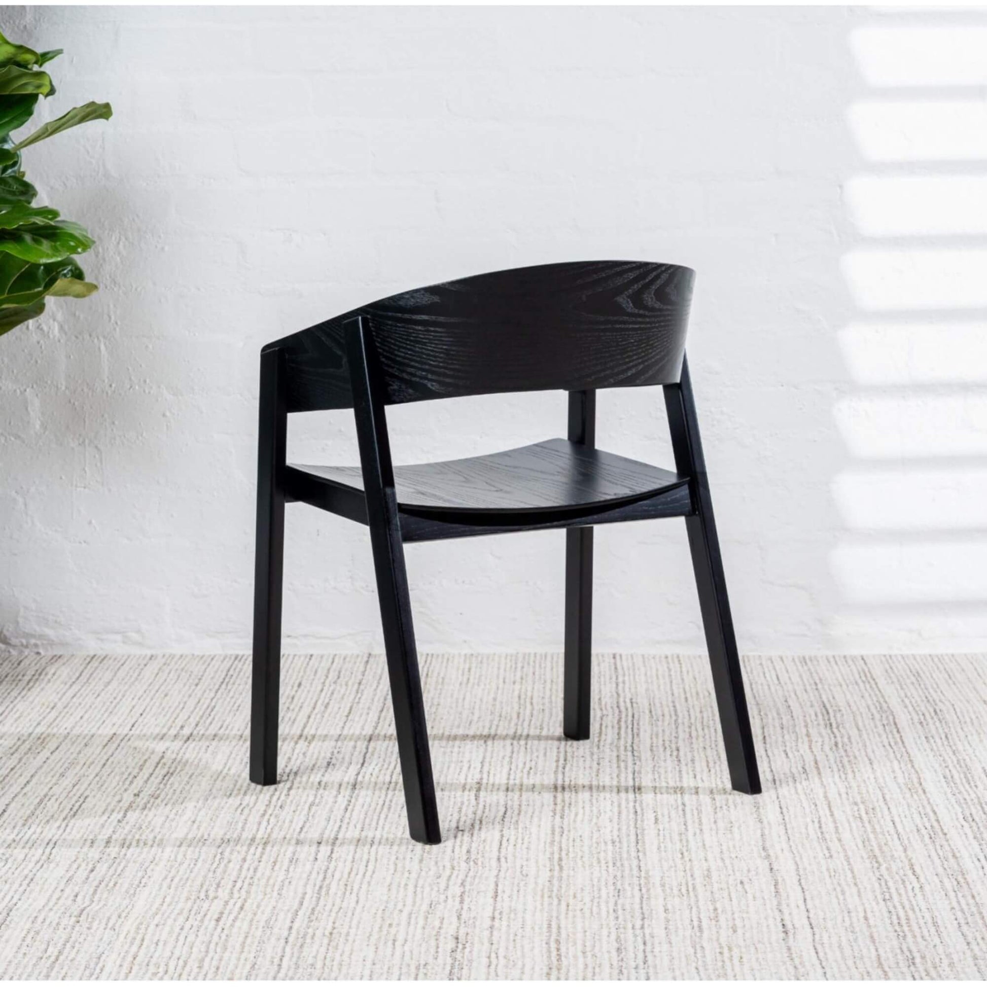Panama | Modern Coastal Scandinavian Style Natural Black Wooden Dining Chairs with Arms | Black