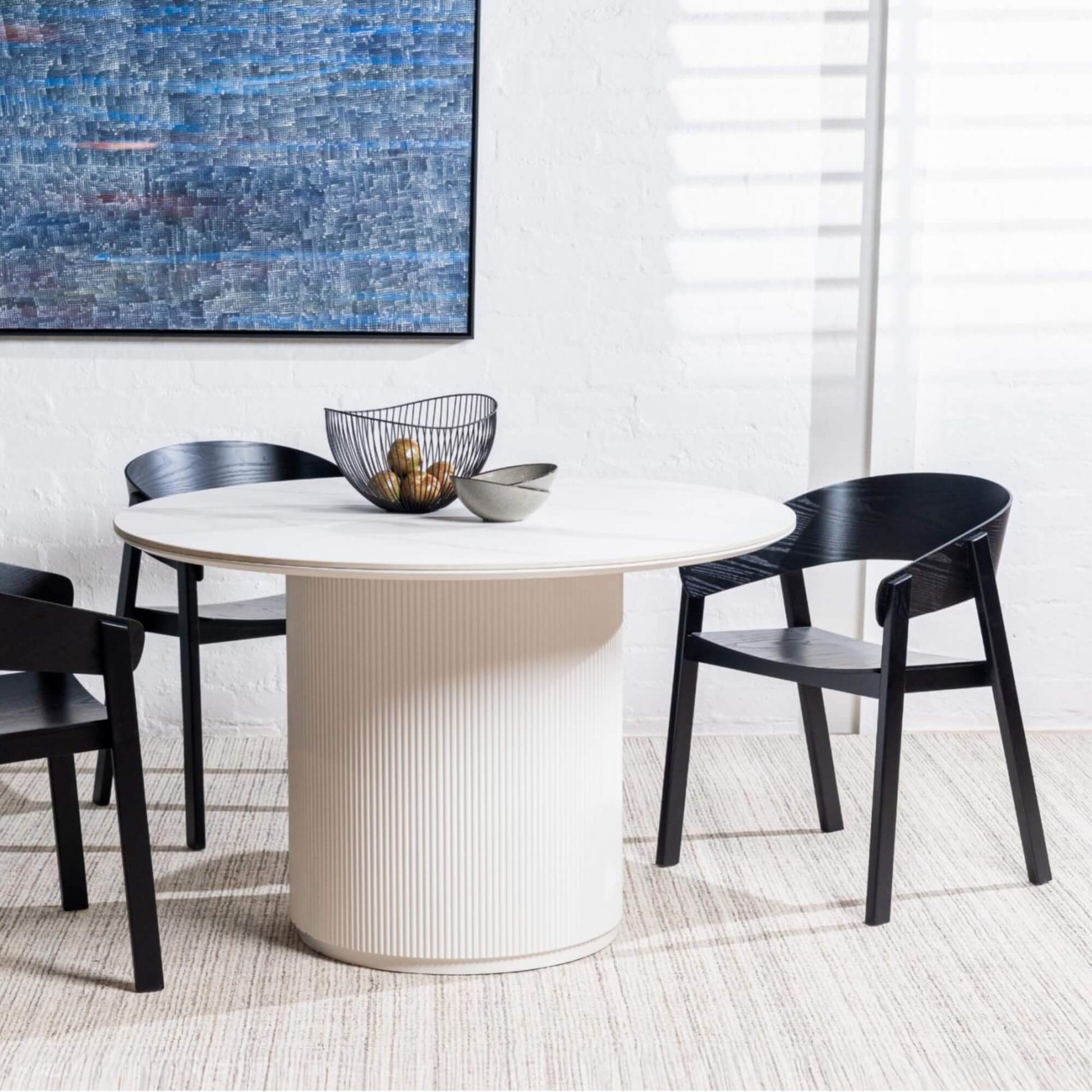Panama | Modern Coastal Scandinavian Style Natural Black Wooden Dining Chairs with Arms | Black