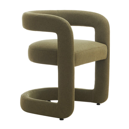 Parkview | Sand Olive Linen Fabric Mid Century Dining Chairs With Arms | Olive