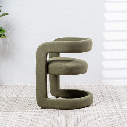 Parkview | Sand Olive Linen Fabric Mid Century Dining Chairs With Arms | Olive