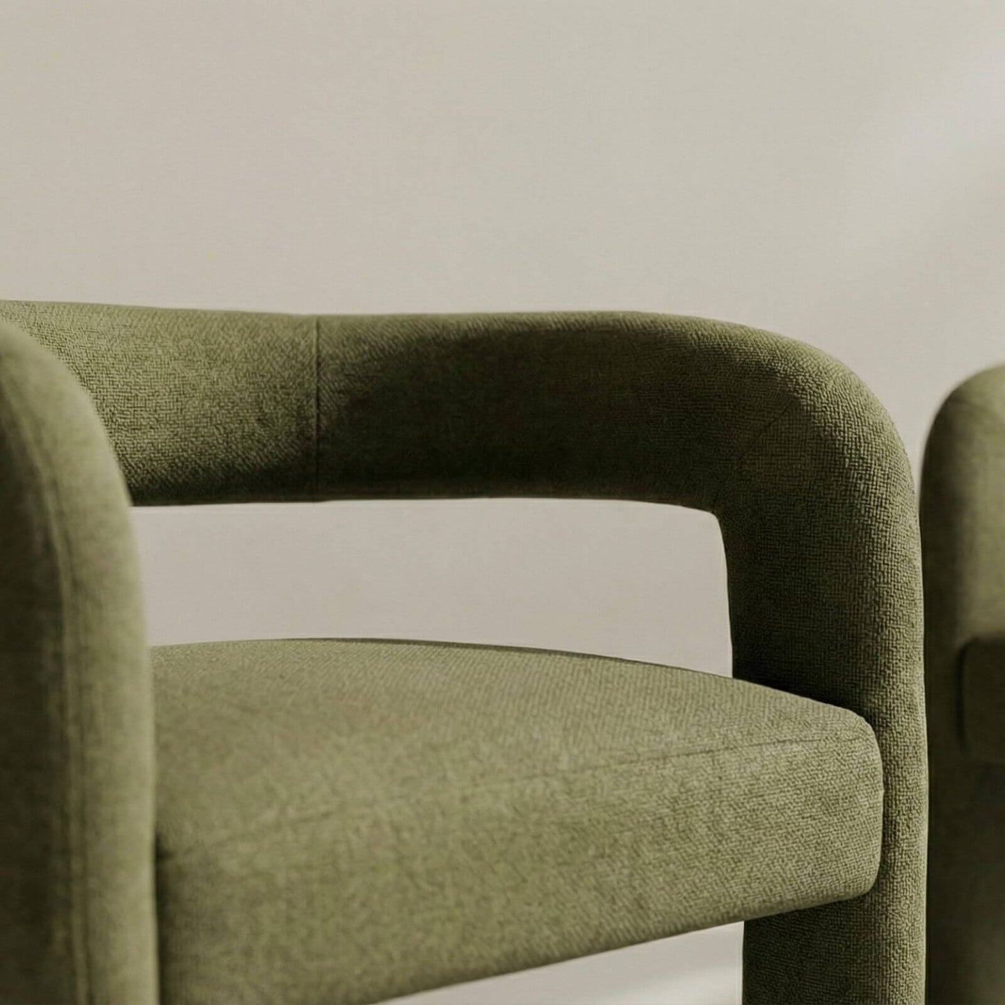 Parkview | Sand Olive Linen Fabric Mid Century Dining Chairs With Arms | Olive