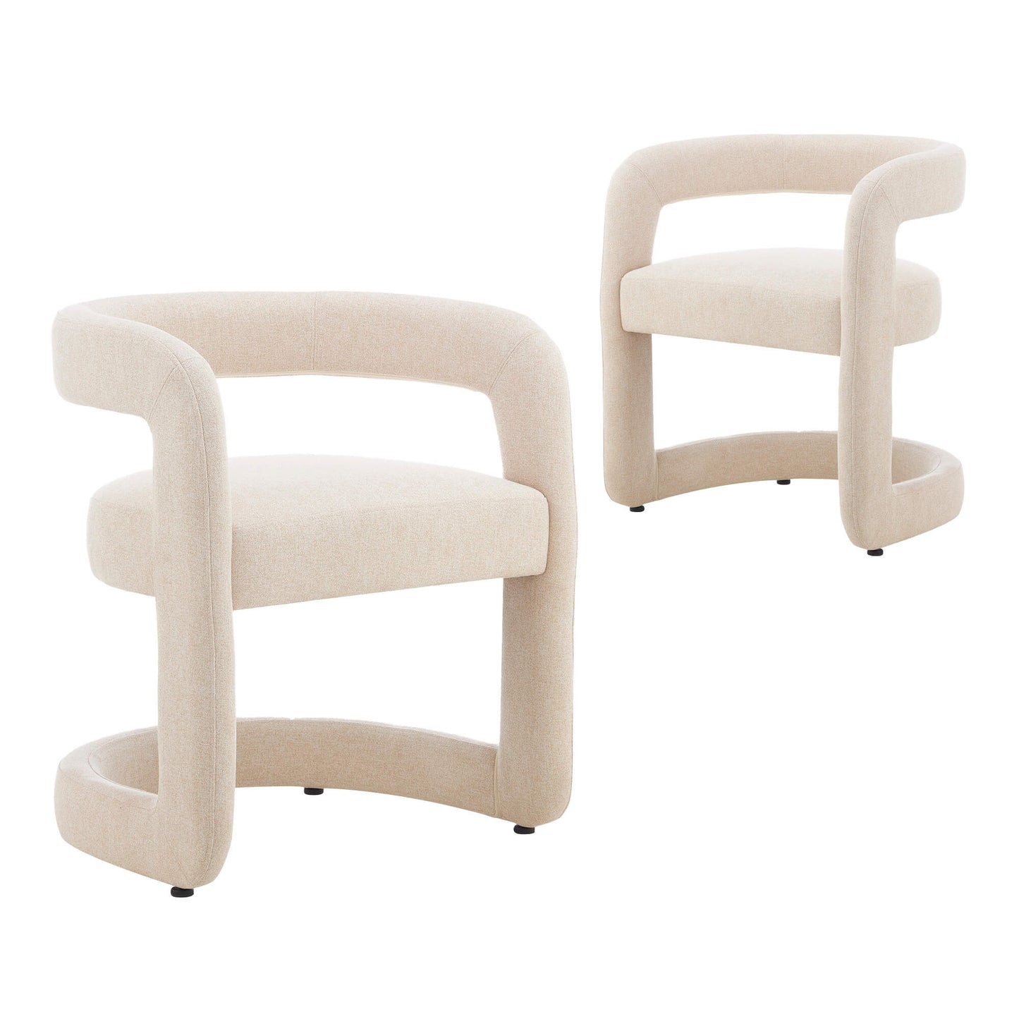 Parkview | Sand Olive Linen Fabric Mid Century Dining Chairs With Arms | Sand