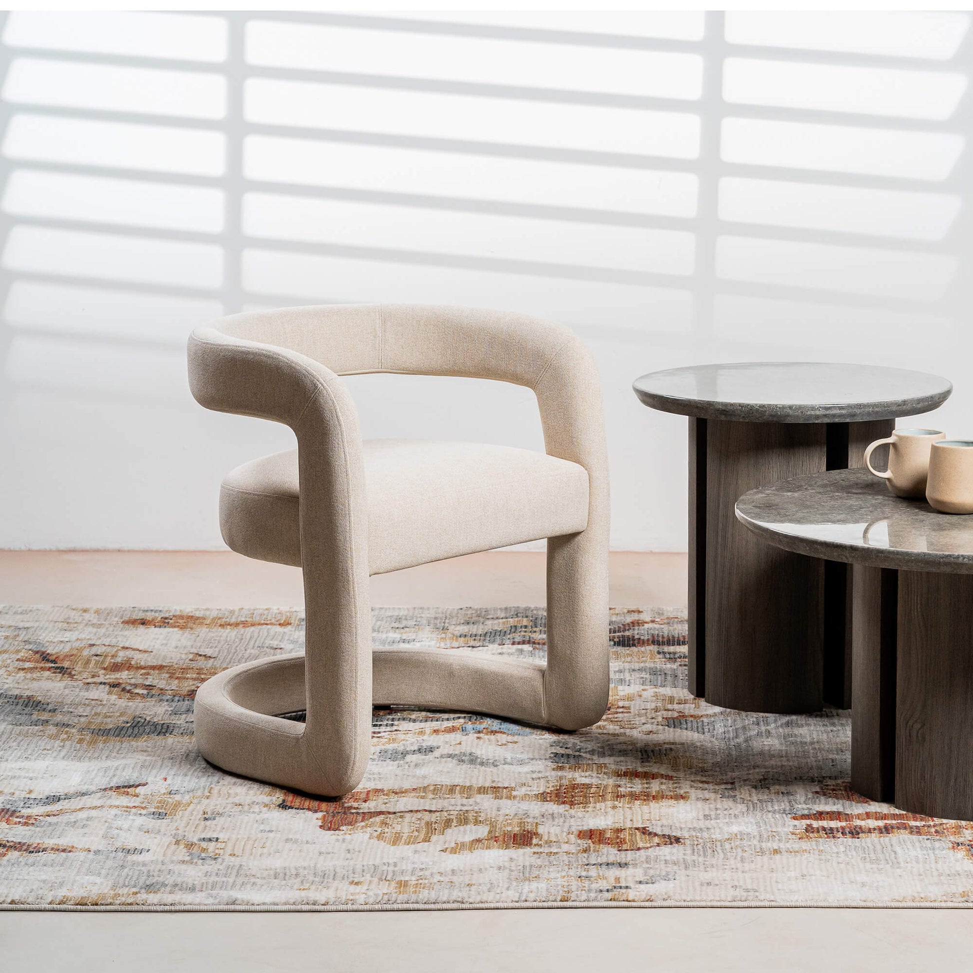 Parkview | Sand Olive Linen Fabric Mid Century Dining Chairs With Arms | Sand
