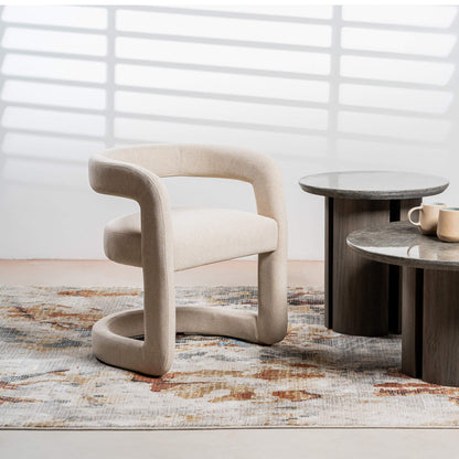 Parkview | Sand Olive Linen Fabric Mid Century Dining Chairs With Arms | Sand
