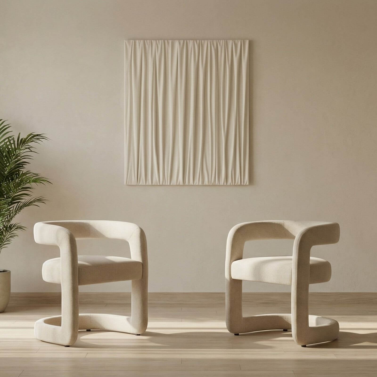 Parkview | Sand Olive Linen Fabric Mid Century Dining Chairs With Arms | Sand
