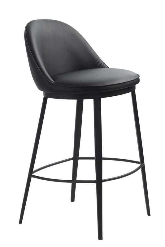 Pearce | Modern Black PU Leather Bar Stool | Black