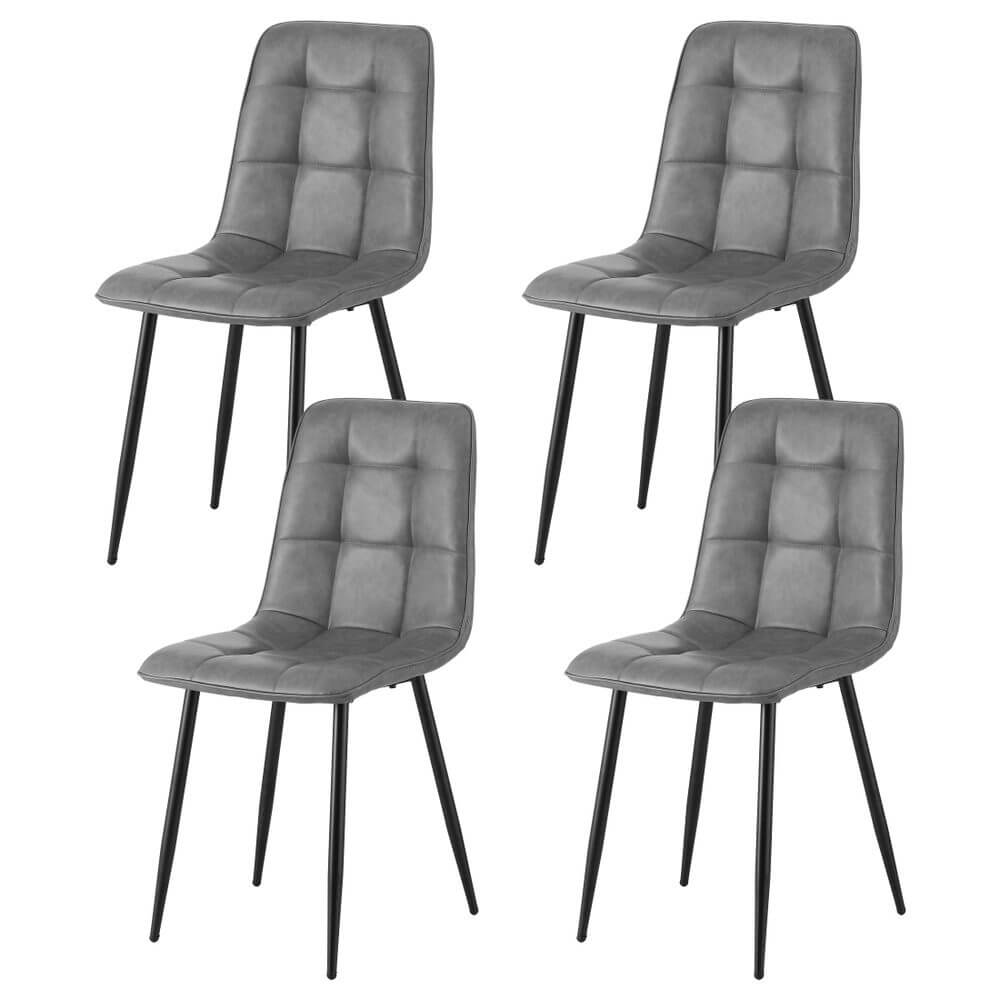 Pearce Modern Metal Grey PU Leather Dining Chairs | Grey