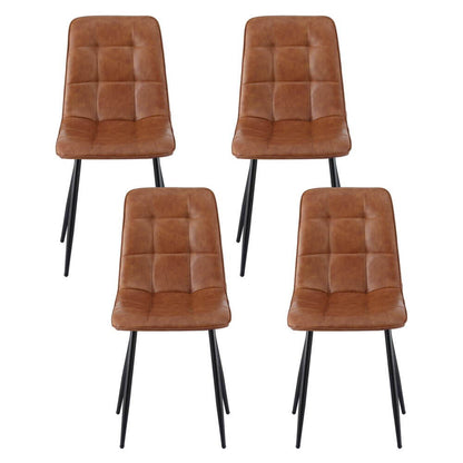 Pearce Modern Metal Brown PU Leather Dining Chairs | Brown