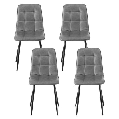 Pearce Modern Metal Grey PU Leather Dining Chairs | Grey