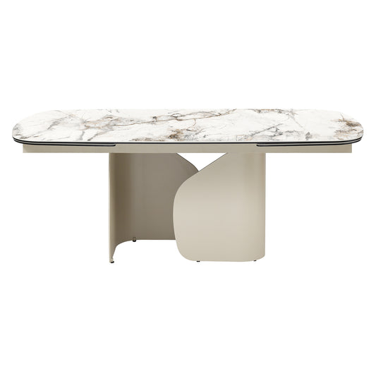 Pembroke | Marble Look Modern Ceramic 8 – 12 Person Extendable 2M Dining Table | White