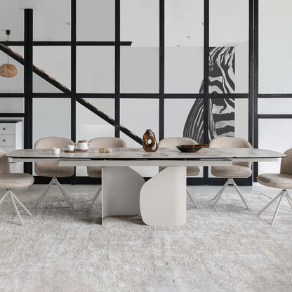 Pembroke | Marble Look Modern Ceramic 8 – 12 Person Extendable 2M Dining Table | White