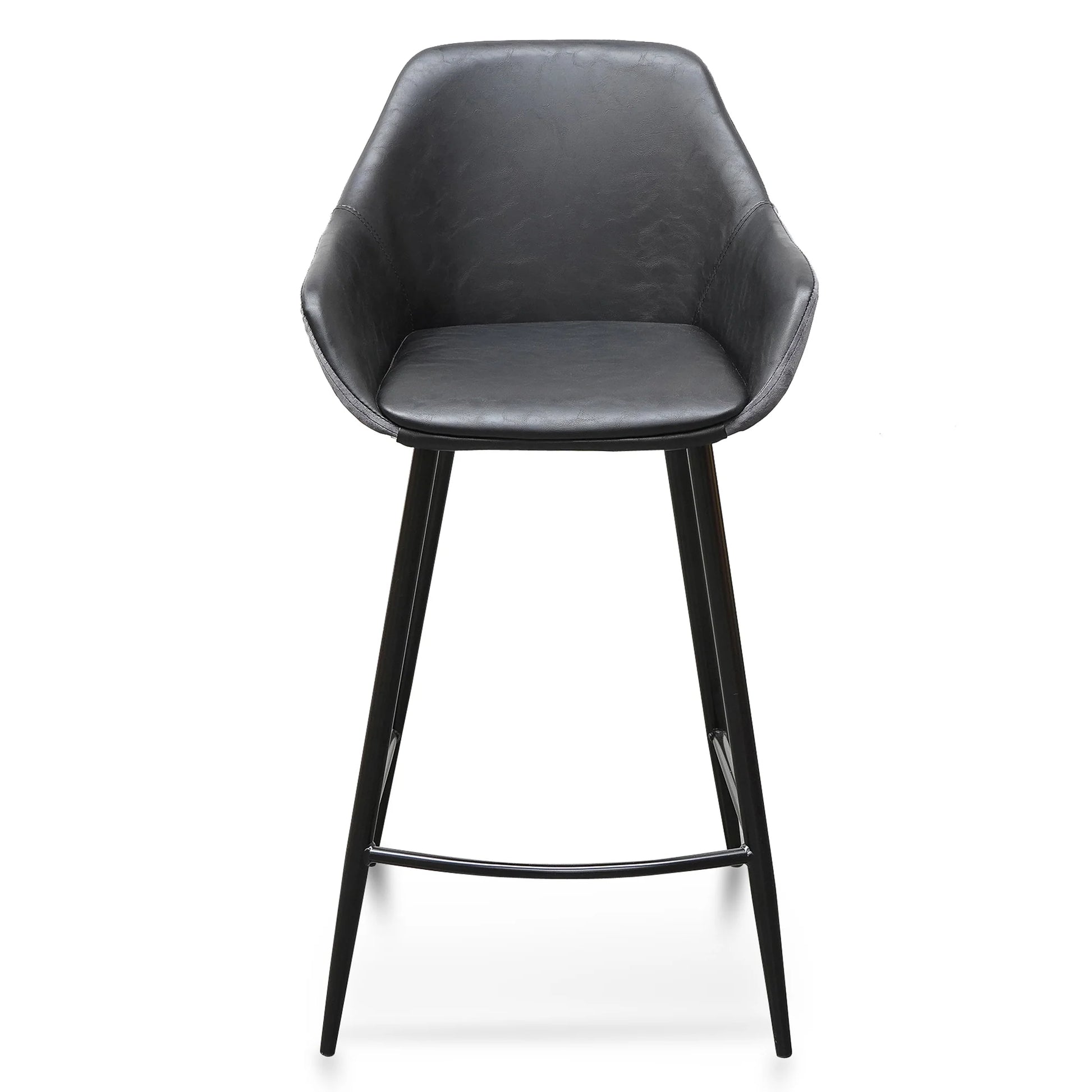 Pembroke | Modern PU Leather Velvet Fabric Bar Stools | Set Of 2 | Charcoal