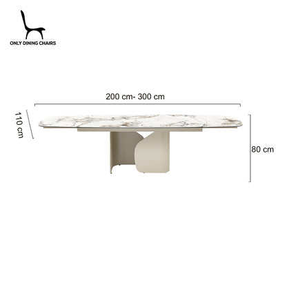 Pembroke | Marble Look Modern Ceramic 8 – 12 Person Extendable 2M Dining Table | White