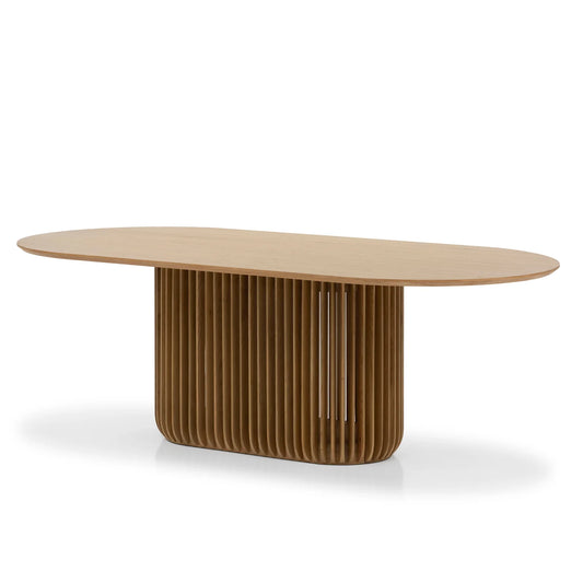 Piermont | Contemporary Pedestal Black Natural 2.2m Oval Dining Chairs | Natural