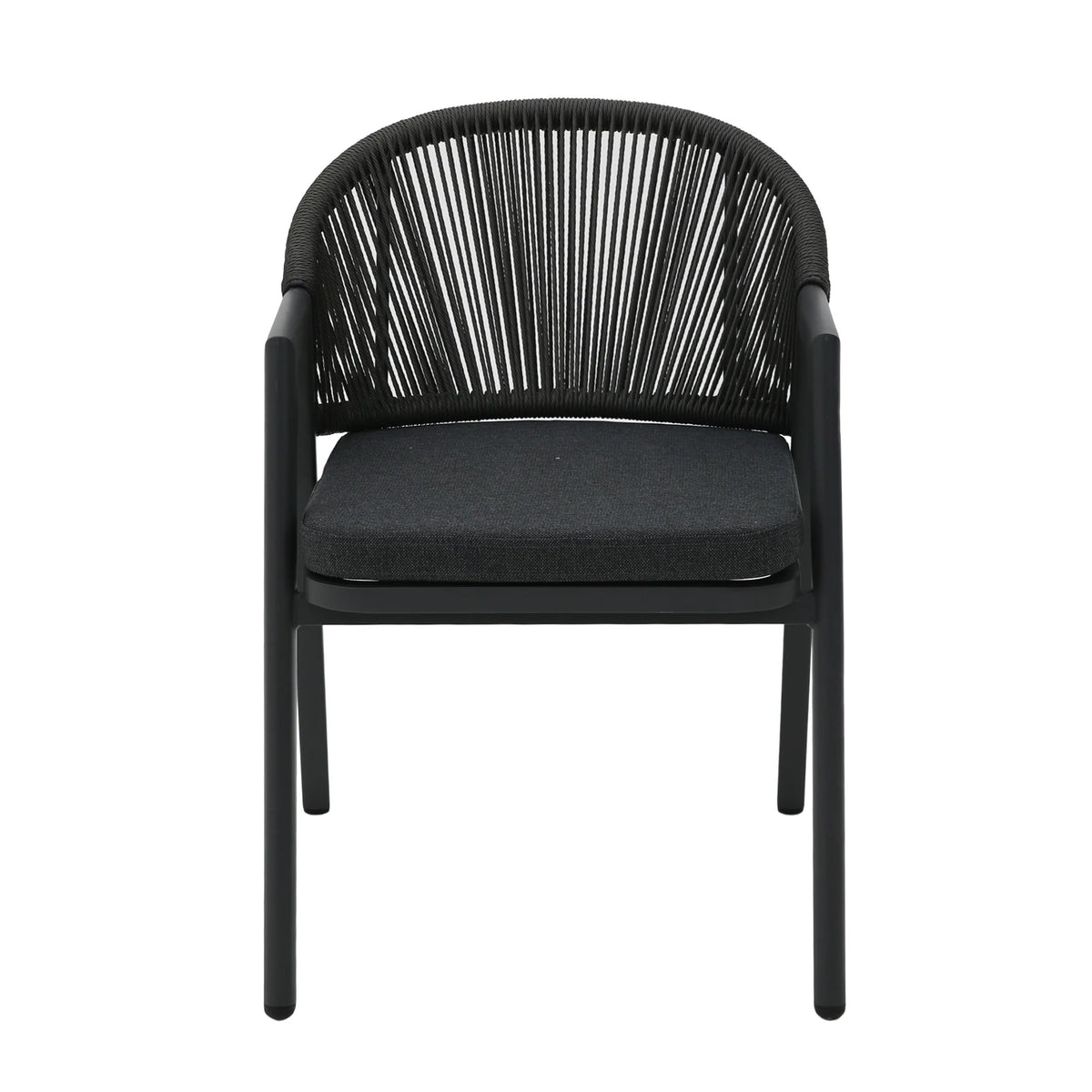Pine View | Coastal Metal Sand Green Dark Grey Rattan Dining Chairs With Arms | Set Of 2 | Dark Grey