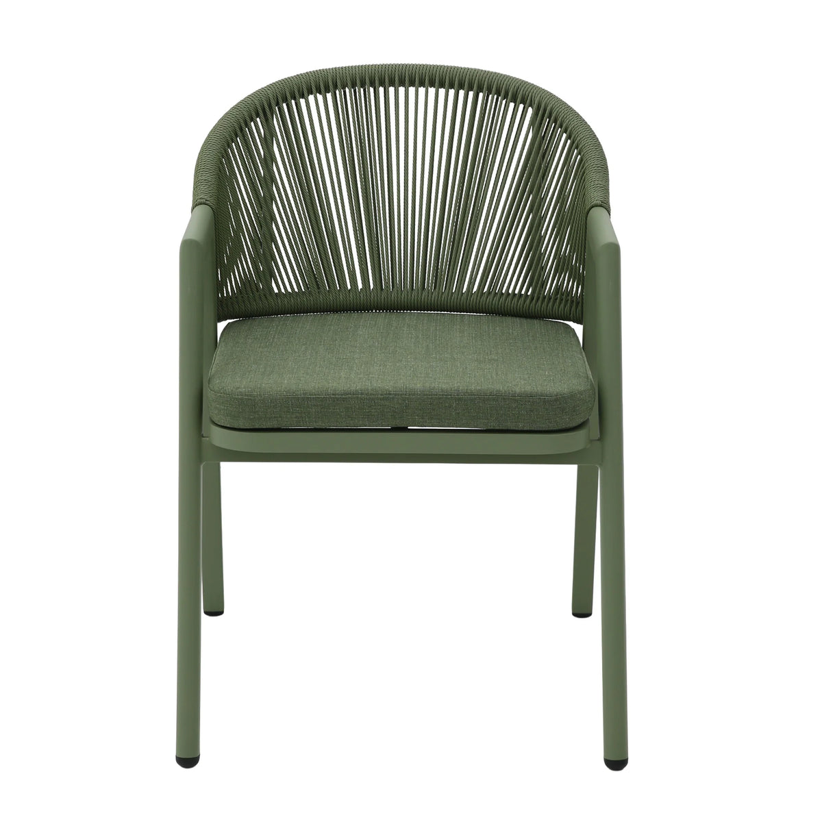 Pine View | Coastal Metal Sand Green Dark Grey Rattan Dining Chairs With Arms | Set Of 2