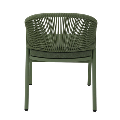 Pine View | Coastal Metal Sand Green Dark Grey Rattan Dining Chairs With Arms | Set Of 2 | Sand Green