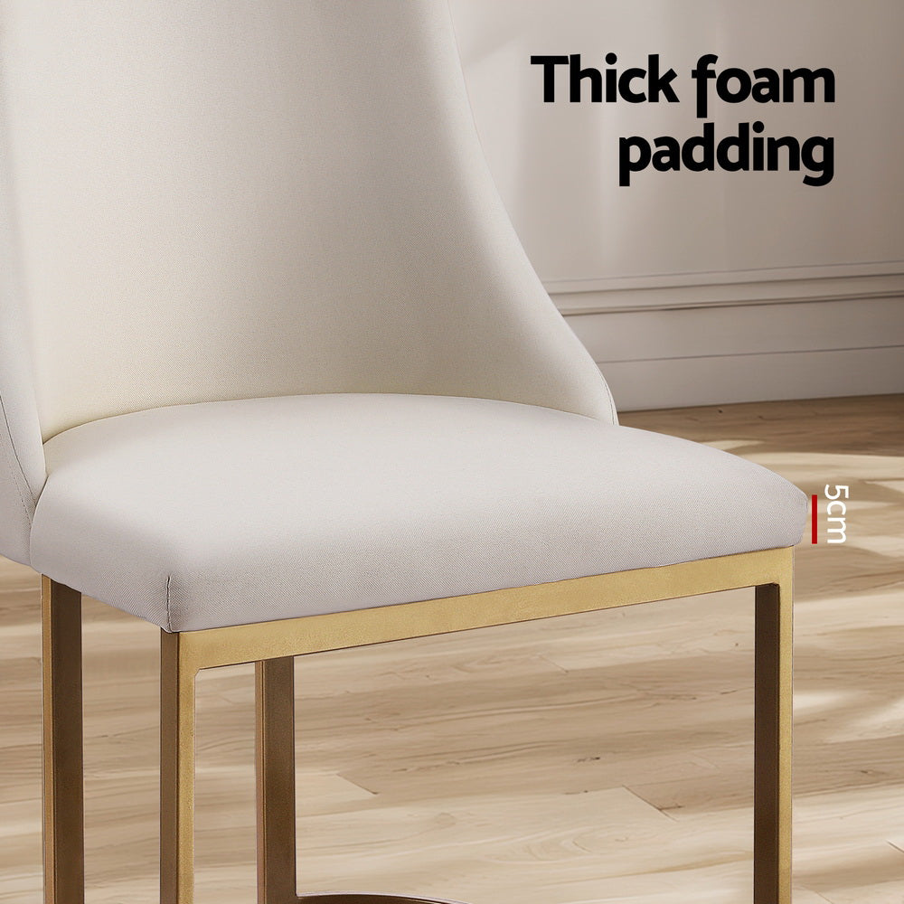 Pippen | Modern Beige Fabric Gold Metal Dining Chairs | Set Of 2 | Beige