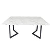Portland | Metal White Tempered Glass 6 Seater Rectangular Dining Table