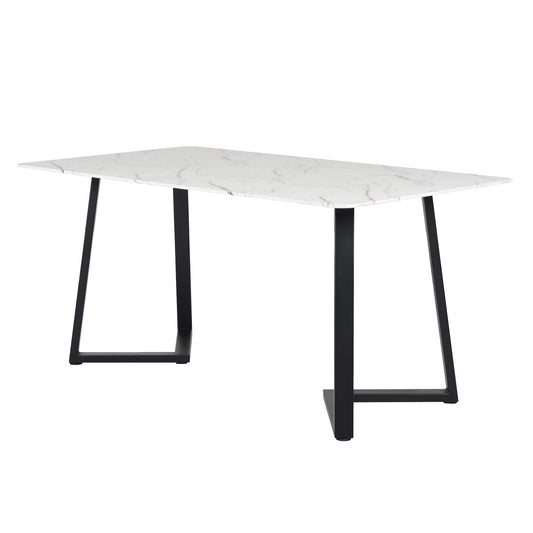 Portland | Metal White Tempered Gla | Whitess 6 Seater Rectangular Dining Table | White