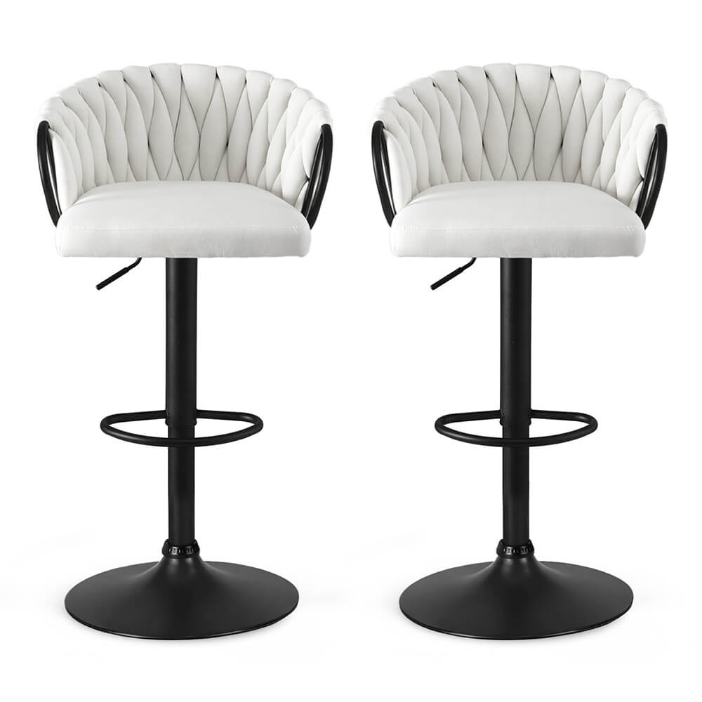 Positano | Velvet Ivory Adjustable Counter Bar Stools | Set Of 2 | Ivory