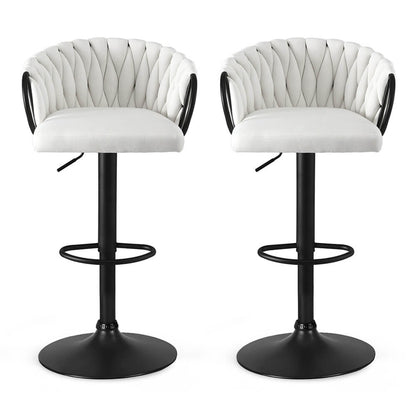 Positano | Velvet Ivory Adjustable Counter Bar Stools | Set Of 2 | Ivory