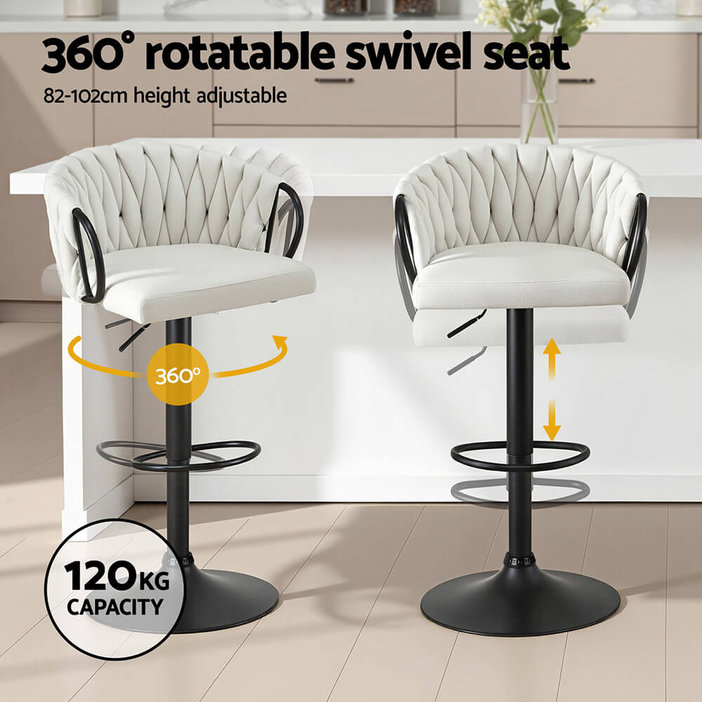 Ivory Bar Tools Positano | Velvet Ivory Adjustable Counter Bar Stools | Set Of 2 | 269. ...