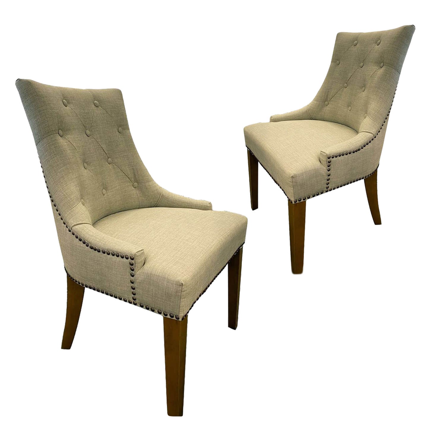 Presicce | French Provincial Fabric Wooden Dining Chairs | Set Of 2