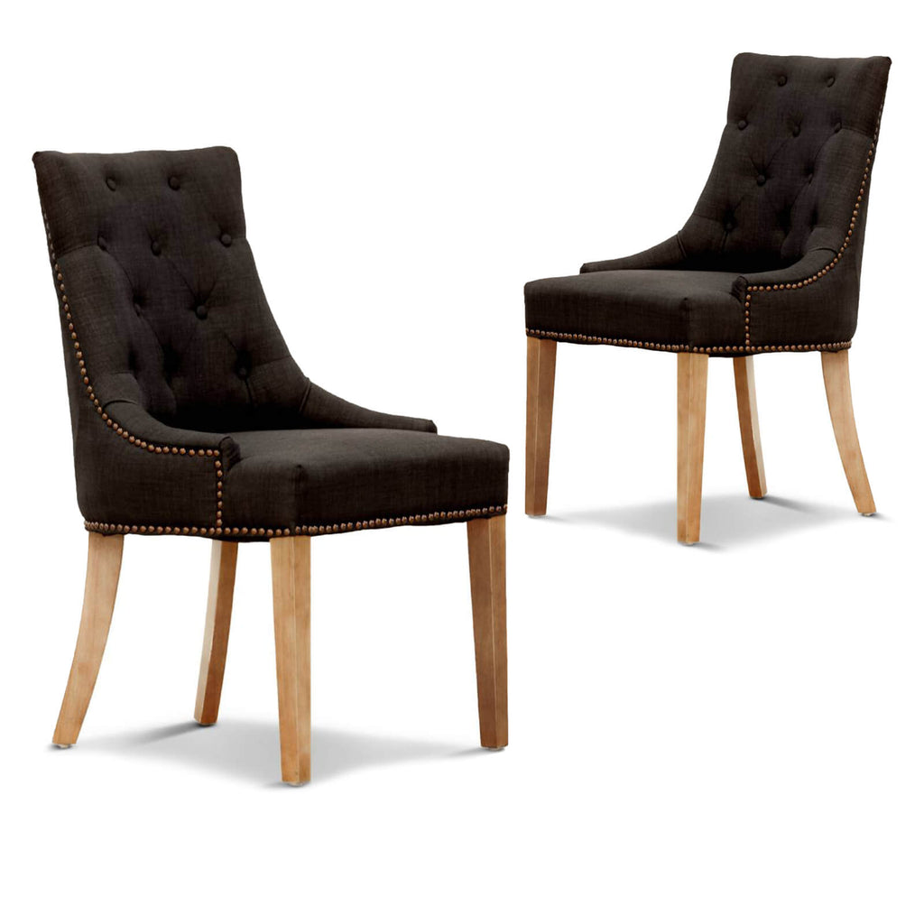 Presicce | French Provincial Fabric Wooden Dining Chairs | Set Of 2
