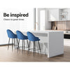 Preston | Modern Metal Blue Velvet Bar Stools | Set Of 2