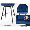 Preston | Modern Metal Blue Velvet Bar Stools | Set Of 2