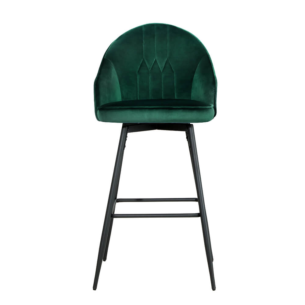 Modern Metal Green Velvet Bar Stools