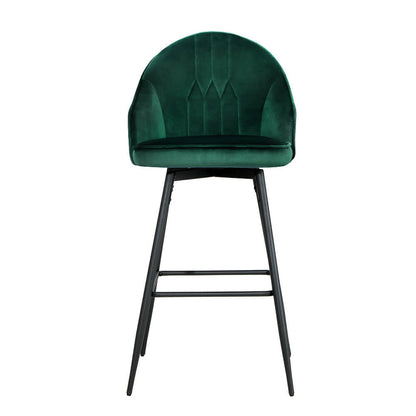 Modern Metal Green Velvet Bar Stools